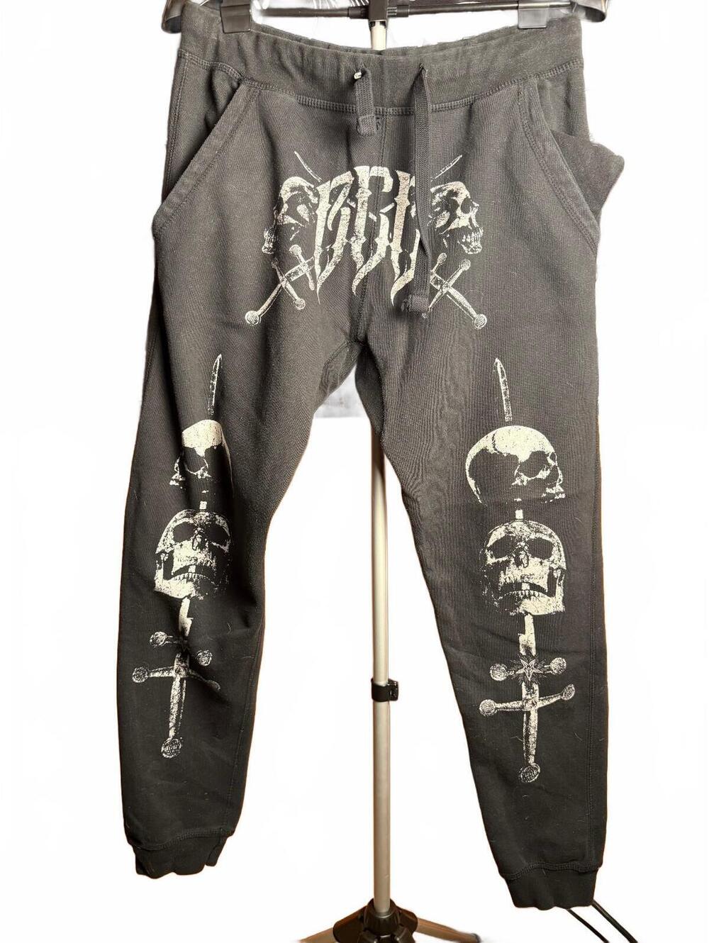 Blackcraft Jogger Sweatpants with sword and skulls gothic sz XL